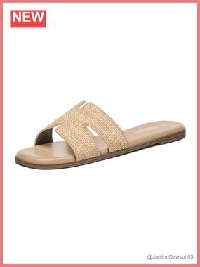Women's PU Leather Slip On Slide Sandals Flat Comfortable Non-Slip